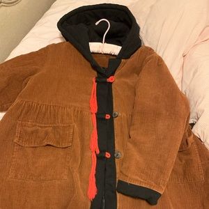Oversized Brown Corduroy Winter Coat